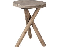 Clayre & Eef Plantentafeltje Ø 24x32 cm Bruin Hout Rond Plantenstandaard
