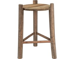 Clayre & Eef Plantentafeltje Ø 27x44 cm Bruin Hout Plantenstandaard