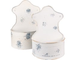 Clayre & Eef Planthouder 26x14x37 /23x12x32 cm Beige IJzer