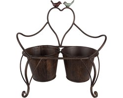 Clayre & Eef Planthouder 39x18x39 cm Bruin IJzer Vogels