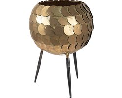Clayre & Eef Planthouder Ø 22x28 cm Goudkleurig Zwart IJzer