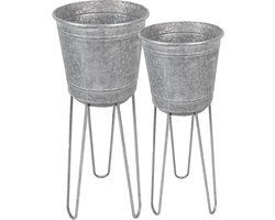 Clayre & Eef Planthouder Ø 35 Ø 31 cm Grijs Metaal