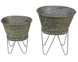Clayre & Eef Planthouder set 2 Grijs Metaal Plantenstandaard