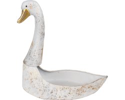 Clayre & Eef Planthouder Zwaan 40x21x40 cm Wit Metaal