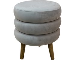 Clayre & Eef Poef Ø 38x44 cm Grijs Hout