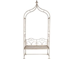 Clayre & Eef Rozenboog met Bank 108x41x239 cm Wit Ijzer Klimplantenrek