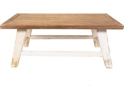 Clayre & Eef Salontafel 120x60x48 cm Wit Bruin Hout Bijzettafel