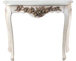 Clayre & Eef Sidetable 101x39x80 cm Wit Beige Hout Bloemen