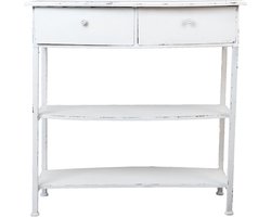 Clayre & Eef Sidetable 80*35*80 cm Wit Ijzer Rechthoek Wandtafel Haltafel Console Tafel