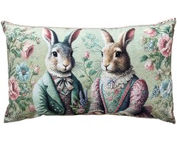 Clayre & Eef Sierkussen 35x50x4 cm Groen Polyester Konijnen
