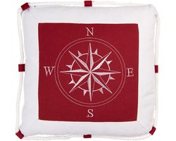 Clayre & Eef Sierkussen 40x40 cm Wit Rood Stof Kussenhoes met Kussenvulling