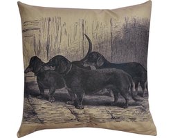 Clayre & Eef Sierkussen 43x43 cm Zwart Grijs Synthetisch Hond