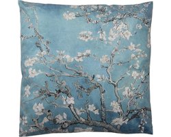 Clayre & Eef Sierkussen 45x45 cm Blauw Groen Synthetisch Vierkant Bloesemtakken Kussenhoes met Kussenvulling