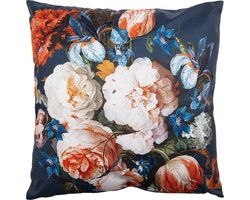 Clayre & Eef Sierkussen 45x45 cm Blauw Oranje Polyester Bloemen