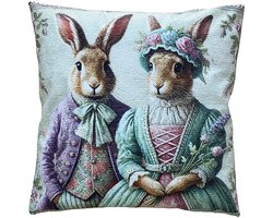 Clayre & Eef Sierkussen 45x45 cm Groen Polyester Konijnen