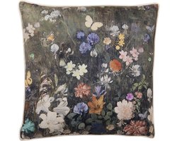 Clayre & Eef Sierkussen 45x45 cm Groen Synthetisch Bloemen
