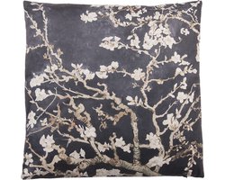 Clayre & Eef Sierkussen 45x45 cm Zwart Roze Synthetisch Bloesemtakken