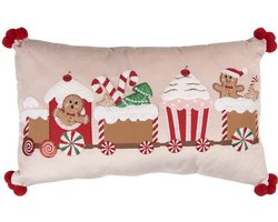 Clayre & Eef Sierkussen 50x30x4 cm Beige Polyester Kerstboom