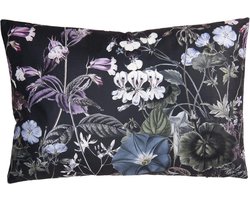 Clayre & Eef Sierkussen 60x40 cm Zwart Synthetisch Bloemen