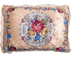 Clayre & Eef Sierkussen 70x50x6 cm Beige Synthetisch Bloemen