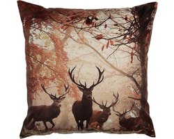 Clayre & Eef Sierkussen Overig 45x45 cm Bruin Polyester Hert Herfst decoratie