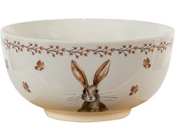 Clayre & Eef Soepkom 500 ml Beige Bruin Porselein Konijn
