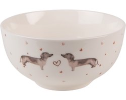 Clayre & Eef Soepkom 500 ml Beige Bruin Porselein Teckels