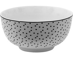 Clayre & Eef Soepkom 500 ml Wit Zwart Porselein