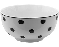 Clayre & Eef Soepkom 500 ml Wit Zwart Porselein Stippen