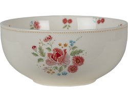 Clayre & Eef Soepkom Ø 14 cm Beige Roze Keramiek Rozen