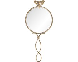 Clayre & Eef Spiegel 12x27 cm Goudkleurig Metaal Rond Vlinder Grote Spiegel