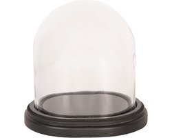 Clayre & Eef Stolp 17x14x18 cm Bruin Hout Glas Ovaal Glazen Stolp