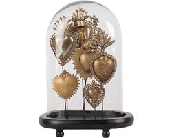 Clayre & Eef Stolp 27x18x39 cm Goudkleurig Glas Harten