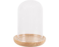 Clayre & Eef Stolp Ø 13x16 cm Bruin Hout Glas Rond Glazen Stolp