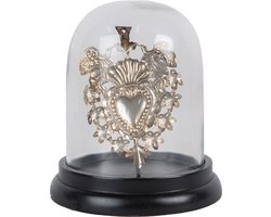 Clayre & Eef Stolp Ø 13x17 cm Zilverkleurig Glas Metaal Harten