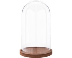 Clayre & Eef Stolp Ø 16x28 cm Hout Glas Rond Glazen stolp