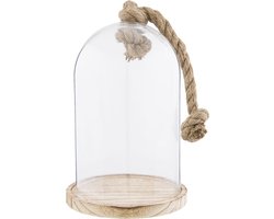 Clayre & Eef Stolp Ø 17x29 cm Hout Glas Rond Glazen Stolp