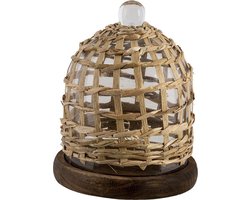 Clayre & Eef Stolp Ø 18x23 cm Bruin Hout Glas Rond Glazen Stolp