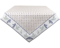 Clayre & Eef Tafelkleed 100x100 cm Beige Blauw Katoen Vierkant Bosbessen Tafellaken