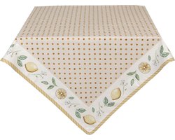 Clayre & Eef Tafelkleed 100x100 cm Beige Geel Katoen Vierkant Citroen Tafellaken