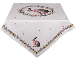 Clayre & Eef Tafelkleed 100x100 cm Beige Katoen