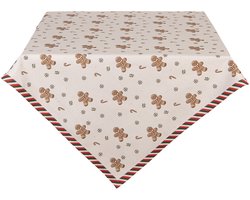 Clayre & Eef Tafelkleed 100x100 cm Beige Katoen Gingerbread man