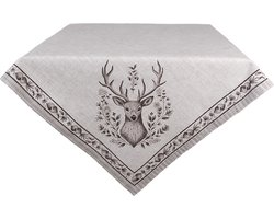 Clayre & Eef Tafelkleed 100x100 cm Beige Katoen Hert