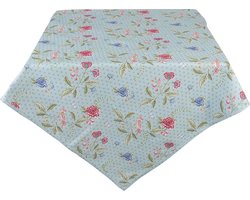 Clayre & Eef Tafelkleed 100x100 cm Blauw Groen Katoen Vierkant Bloemen Tafellaken