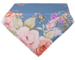 Clayre & Eef Tafelkleed 100x100 cm Blauw Katoen Bloemen