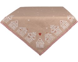 Clayre & Eef Tafelkleed 100x100 cm Bruin Katoen Gingerbread house