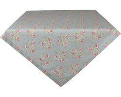 Clayre & Eef Tafelkleed 100x100 cm Groen Roze Katoen Vierkant Bloemen Tafellaken