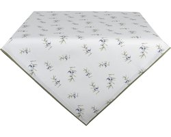 Clayre & Eef Tafelkleed 100x100 cm Wit Katoen Olijven