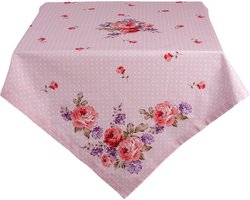 Clayre & Eef Tafelkleed 130x180 cm Roze Paars Katoen Rozen