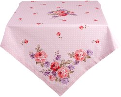 Clayre & Eef Tafelkleed 150x250 cm Roze Paars Katoen Rozen